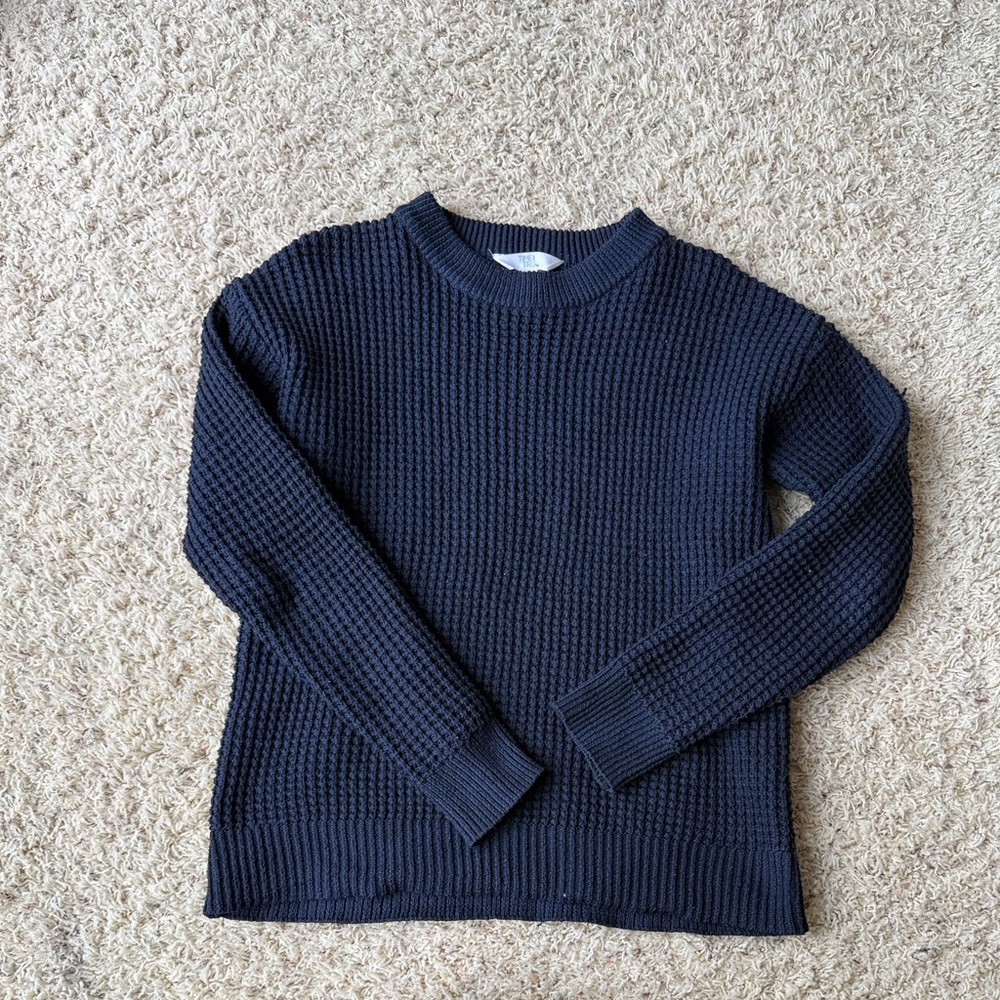 Time and Tru Navy Textured Knit Sweater
